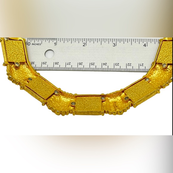 ALEXIS KIRK Rare Gold Plated Semi Precious Stones Vintage Necklace Choker Signed - Picture 9 of 11